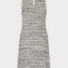 Cocktail Dresses-MILLY Textured Fringe Knit Mini Dress Ecru Multi