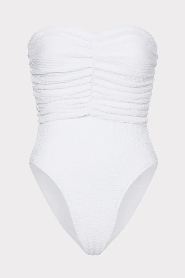 Jumpsuits & Rompers-MILLY Textured Ruched One Piece White