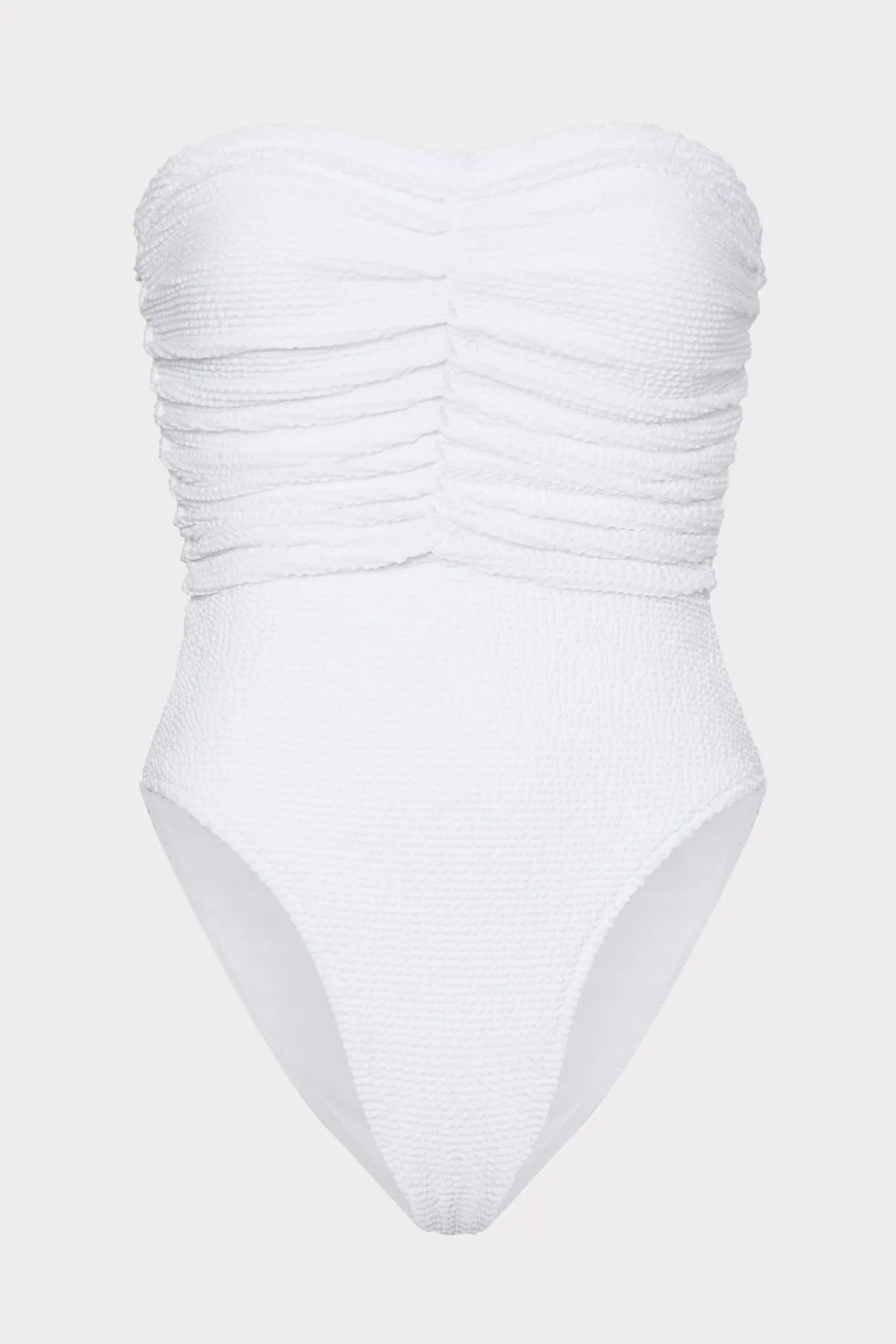 One Piece Swimsuits-MILLY Textured Ruched One Piece White