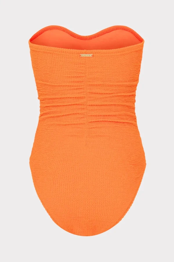 textured_ruched_one_piece_1-2.webp One Piece Swimsuits-MILLY Textured Ruched One Piece Neon Orange