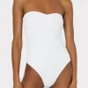 Jumpsuits & Rompers-MILLY Textured Ruched One Piece White
