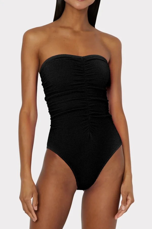 textured_ruched_one_piece_1-4.webp Jumpsuits & Rompers-MILLY Textured Ruched One Piece Black