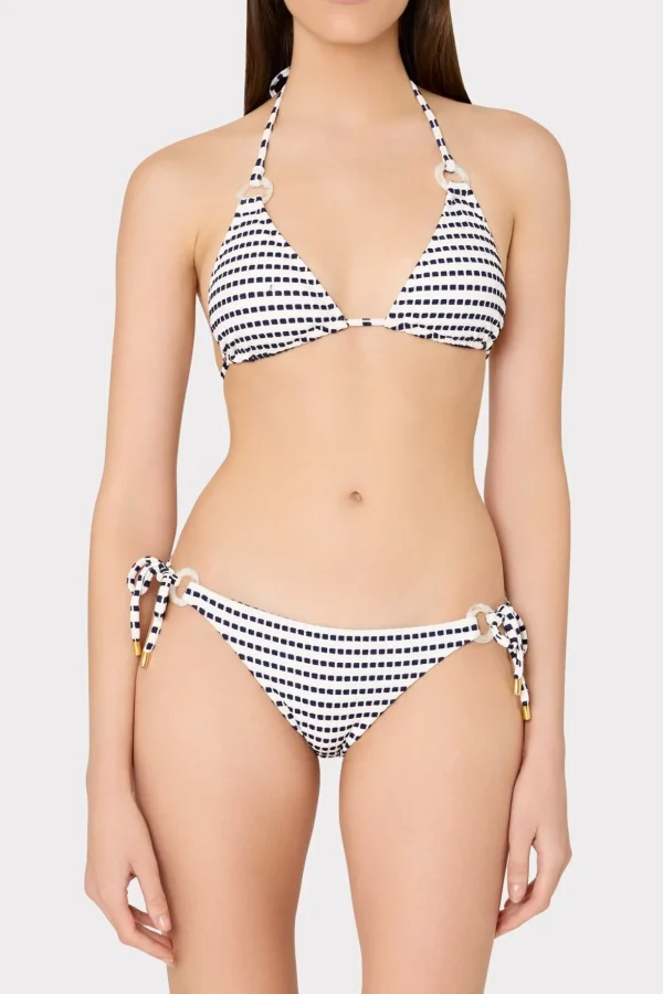 Bikinis-MILLY Textured Stripe Ring Bikini Bottom Navy