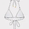 Bikinis-MILLY Textured Stripe Ring Triangle Bikini Top Navy