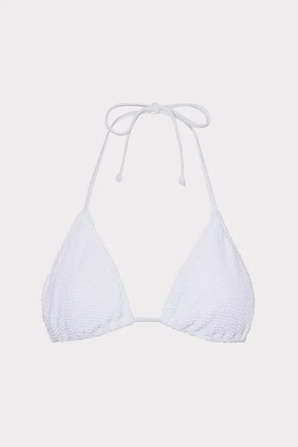 Jumpsuits & Rompers-MILLY Textured Triangle Bikini Top White