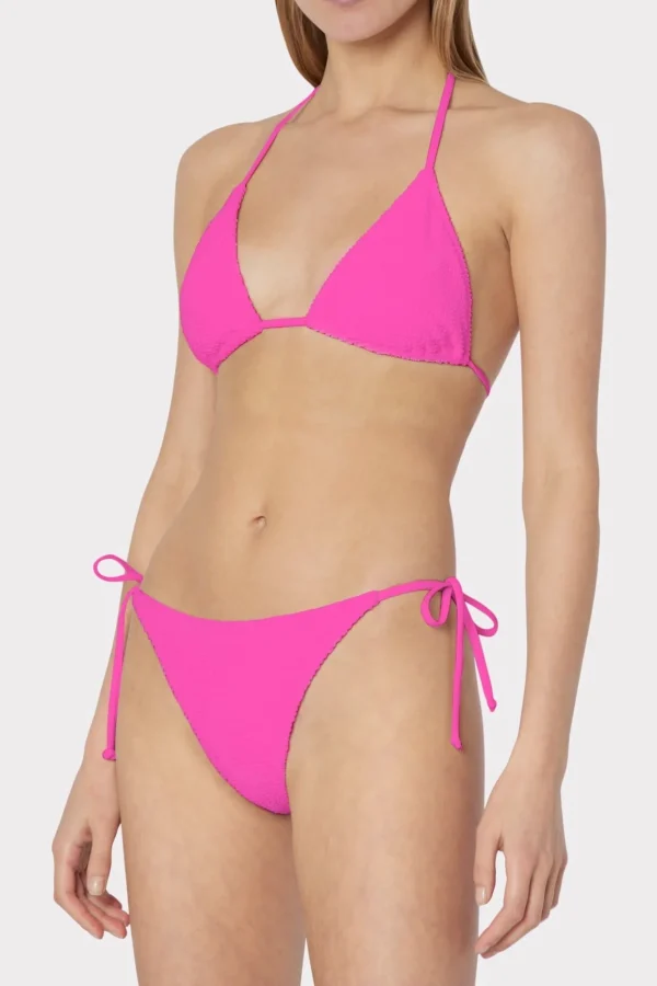 textured_triangle_bikini__1-2.webp Jumpsuits & Rompers-MILLY Textured Triangle Bikini Top Neon Pink