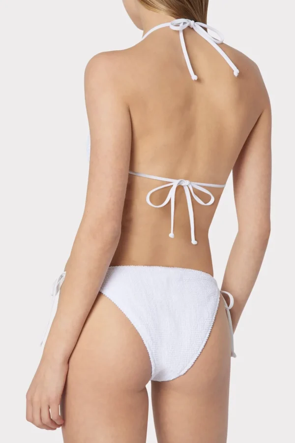 Jumpsuits & Rompers-MILLY Textured Triangle Bikini Top White