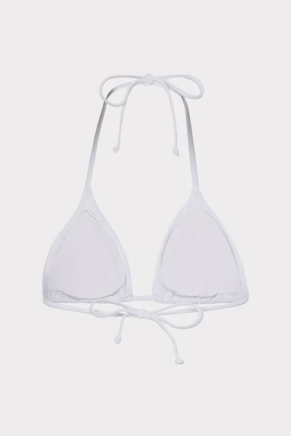 Jumpsuits & Rompers-MILLY Textured Triangle Bikini Top White