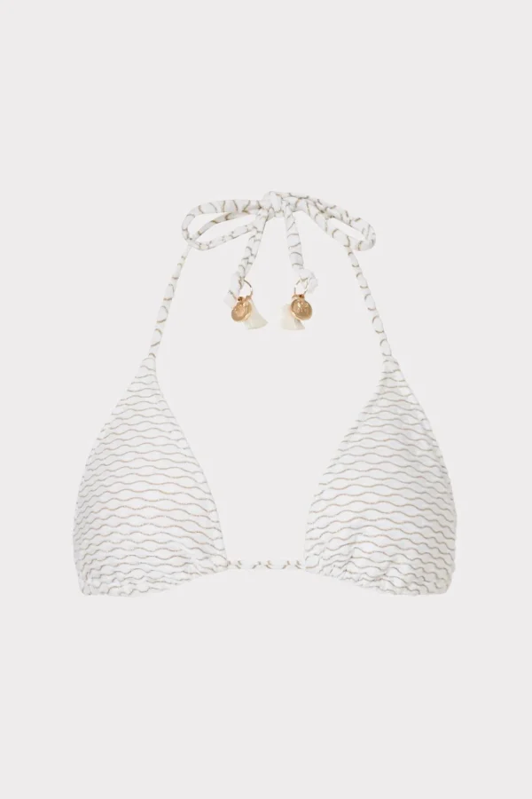 Bikinis-MILLY Textured Waves Triangle Bikini Top White