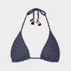 Jumpsuits & Rompers-MILLY Textured Waves Triangle Bikini Top Navy