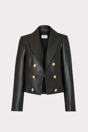 Matching Sets-MILLY Thompson Vegan Leather Blazer Black