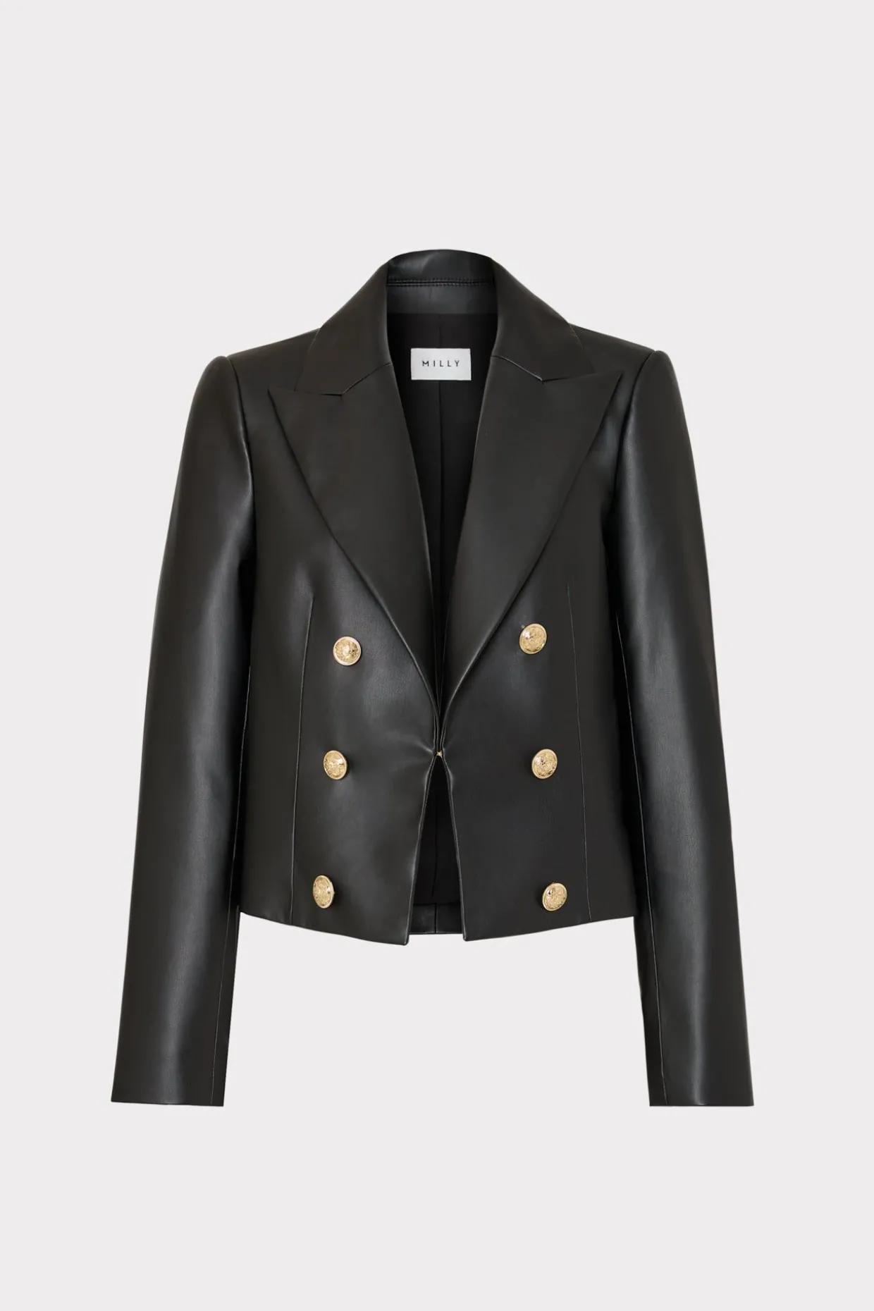 Coats & Jackets-MILLY Thompson Vegan Leather Blazer Black