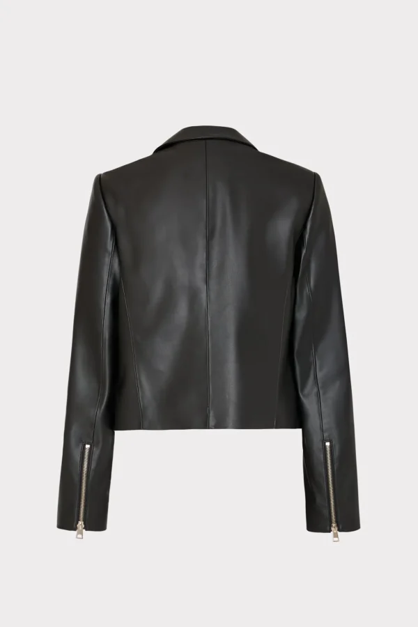 Matching Sets-MILLY Thompson Vegan Leather Blazer Black