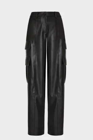 Matching Sets-MILLY Tobias Vegan Leather Cargo Pants Black