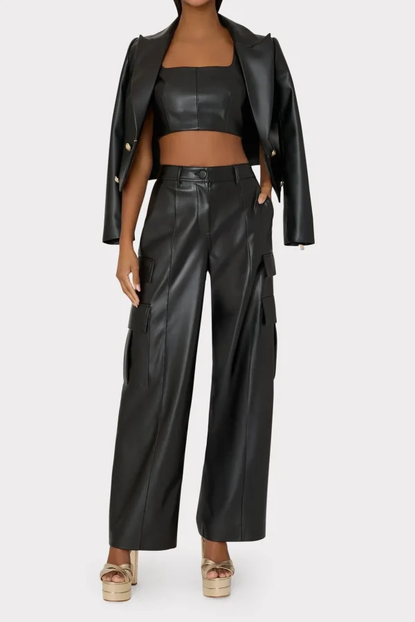 Pants-MILLY Tobias Vegan Leather Cargo Pants Black
