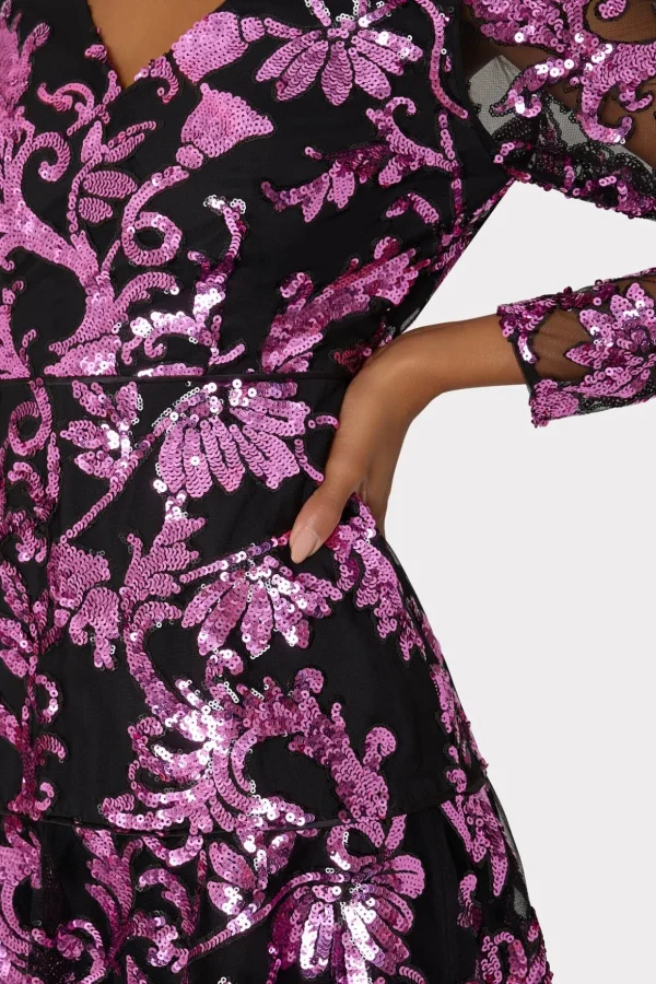 Pink Dresses-MILLY Tove Tassel Paisley Sequins Dress Pink Multi