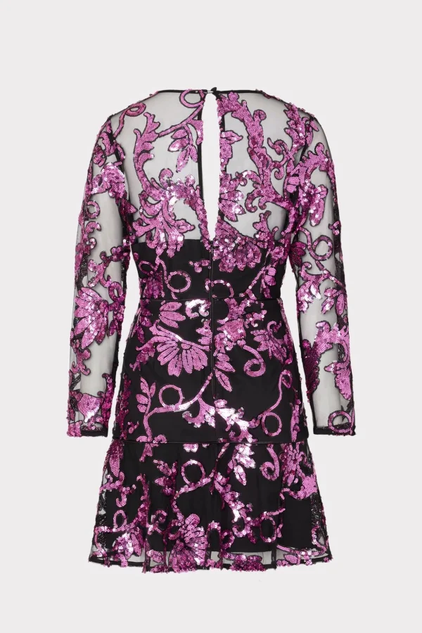 Pink Dresses-MILLY Tove Tassel Paisley Sequins Dress Pink Multi