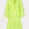 Cover-Ups-MILLY Valentine Lurex Stripe Coverup Dress Neon Yellow