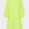 Cover-Ups-MILLY Valentine Lurex Stripe Coverup Dress Neon Yellow