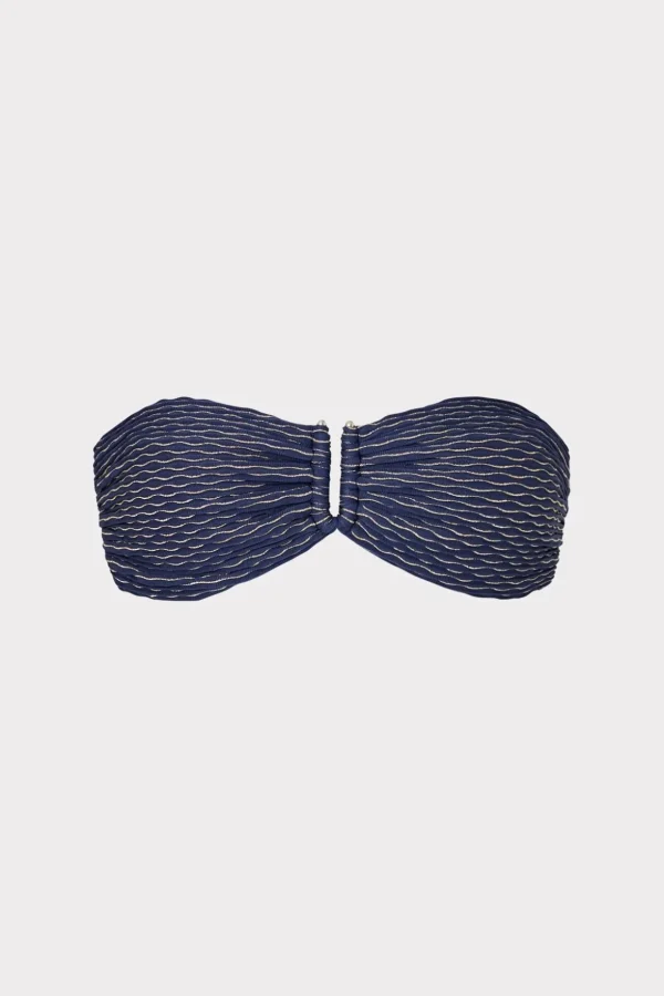 Bikinis-MILLY Verone Texture Waves Bandeau Top Navy