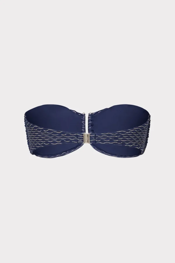 Bikinis-MILLY Verone Texture Waves Bandeau Top Navy