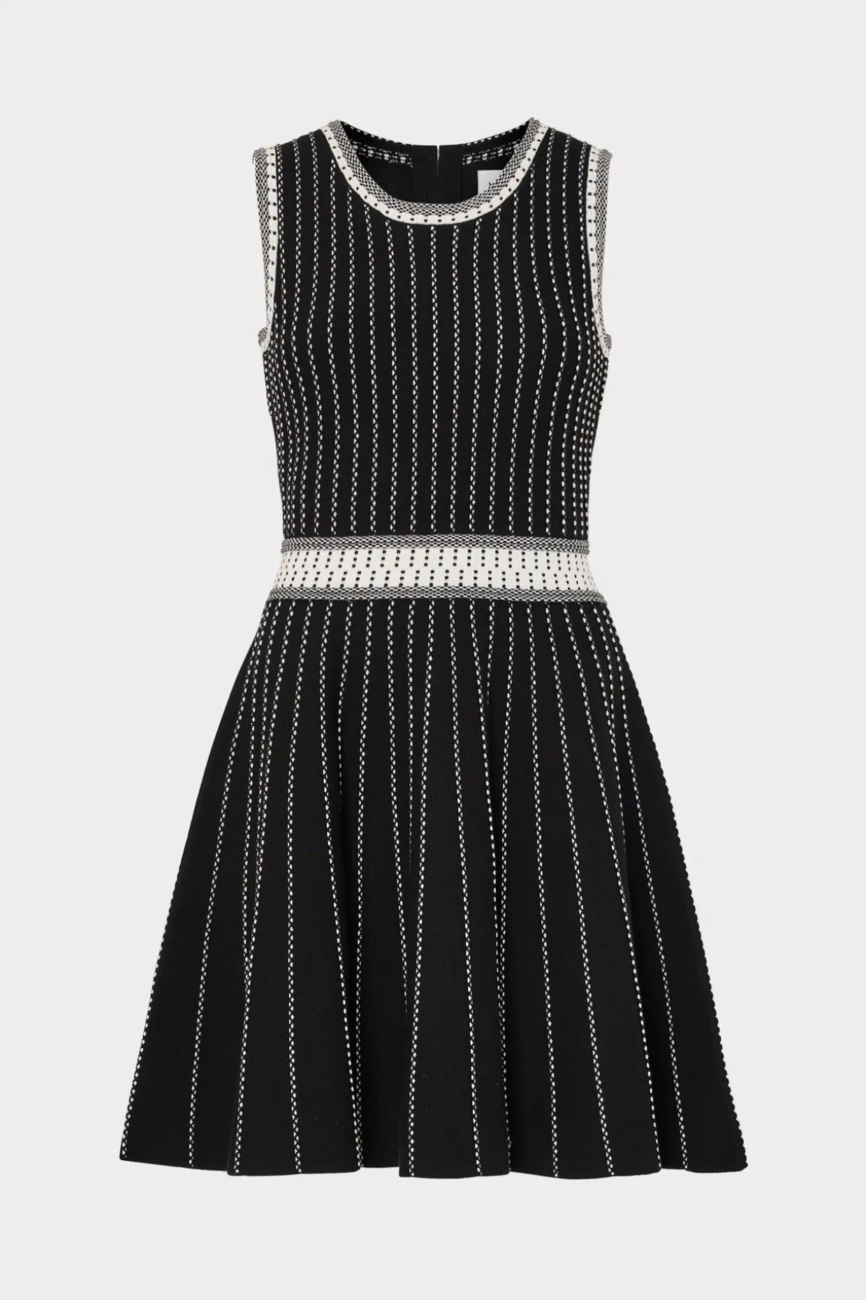 vertical_texture_fit_and__0-2.webp Sweaters & Knits-MILLY Vertical Texture Fit And Flare Dress Black/Ecru