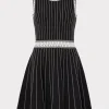 vertical_texture_fit_and__0-4.webp Day Dresses-MILLY Vertical Texture Fit And Flare Dress Black/Ecru