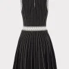 vertical_texture_fit_and__3.webp Jumpsuits & Rompers-MILLY Vertical Texture Fit And Flare Dress Black/Ecru