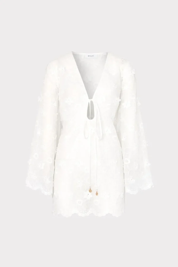 Jumpsuits & Rompers-MILLY Viara 3D Floral Embroidery Coverup Dress White