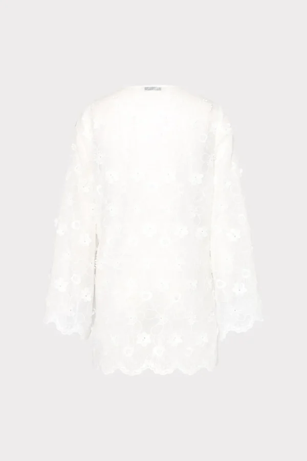 Jumpsuits & Rompers-MILLY Viara 3D Floral Embroidery Coverup Dress White