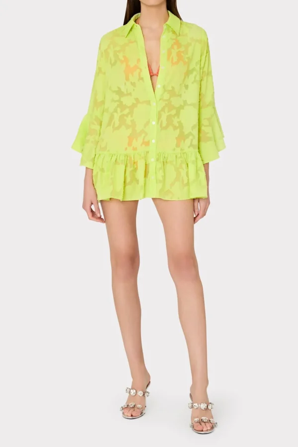 Cover-Ups-MILLY Vierra Burnout Coverup Dress Neon Yellow