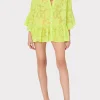Jumpsuits & Rompers-MILLY Vierra Burnout Coverup Dress Neon Yellow