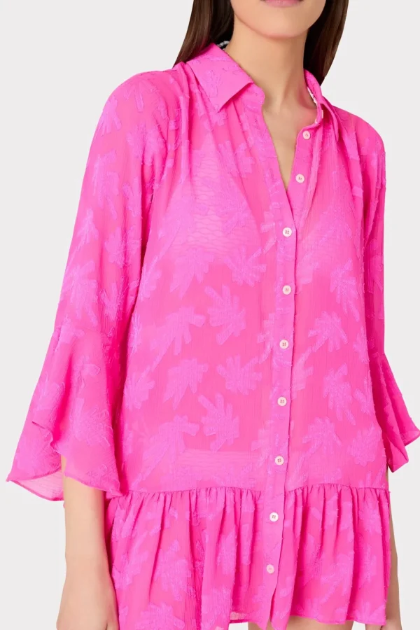 Cover-Ups-MILLY Vierra Burnout Coverup Dress Hot Pink