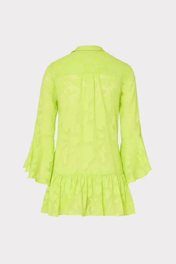 Jumpsuits & Rompers-MILLY Vierra Burnout Coverup Dress Neon Yellow