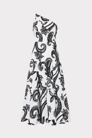 Sundresses-MILLY Vintage Vine Poplin Dress Black/White