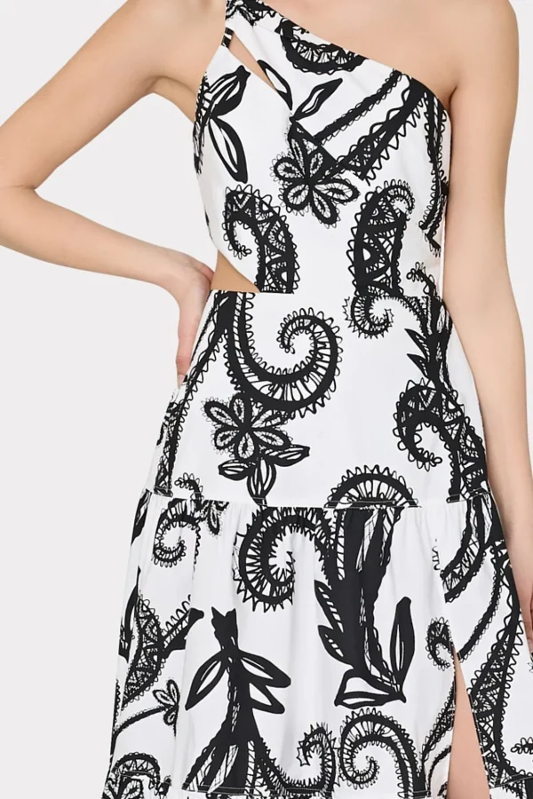 vintage_vine_poplin_dress_2-2.webp Day Dresses-MILLY Vintage Vine Poplin Dress Black/White