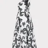 Little Black Dresses-MILLY Vintage Vine Poplin Dress Black/White