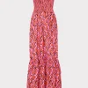 Jumpsuits & Rompers-MILLY Viona Painted Chevron Cotton Voile Dress Coral Multi
