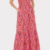 Jumpsuits & Rompers-MILLY Viona Painted Chevron Cotton Voile Dress Coral Multi