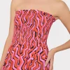 Cover-Ups-MILLY Viona Painted Chevron Cotton Voile Dress Coral Multi
