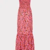 Cover-Ups-MILLY Viona Painted Chevron Cotton Voile Dress Coral Multi