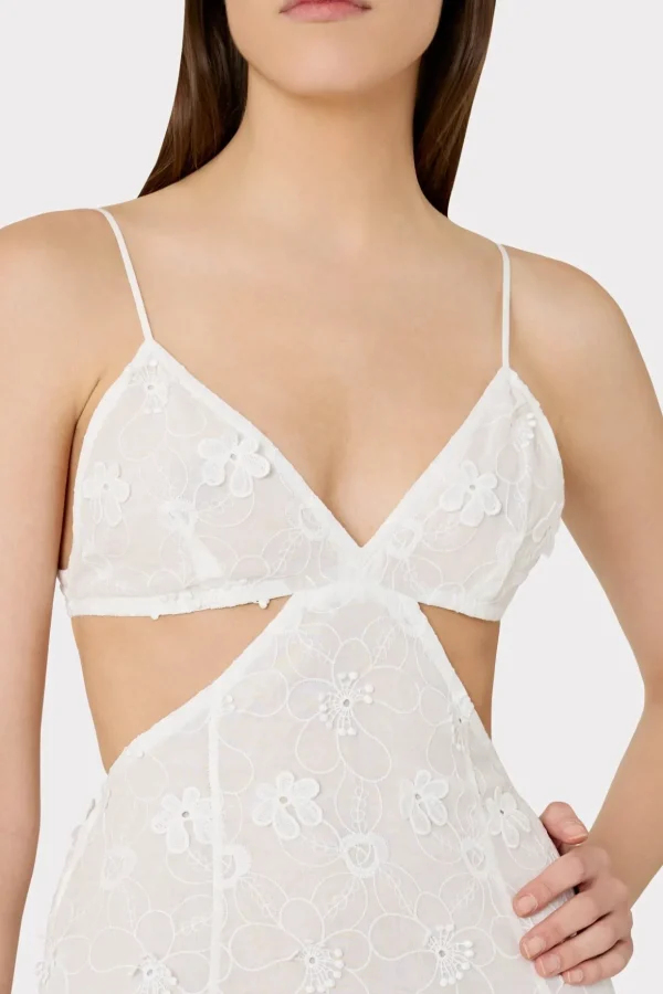 Jumpsuits & Rompers-MILLY Vivianne 3D Floral Cotton Eyelet Dress White