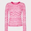 wave_jacquard_crewneck_pu_0-2.webp Tops-MILLY Wave Jacquard Crewneck Pullover Pink/Ecru