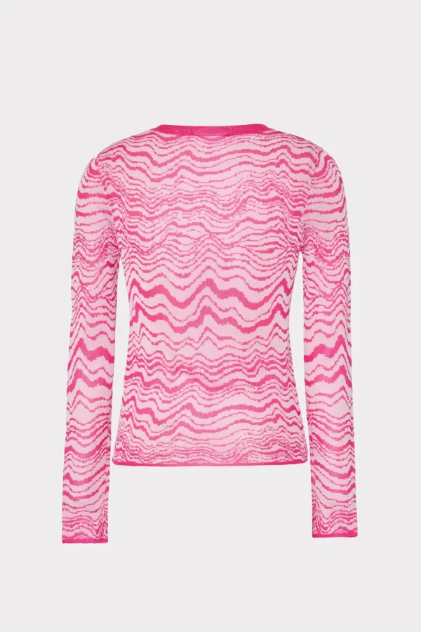 wave_jacquard_crewneck_pu_3-2.webp Tops-MILLY Wave Jacquard Crewneck Pullover Pink/Ecru