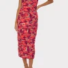 Evening Gowns-MILLY Windmill Floral Chiffon Dress Red Multi
