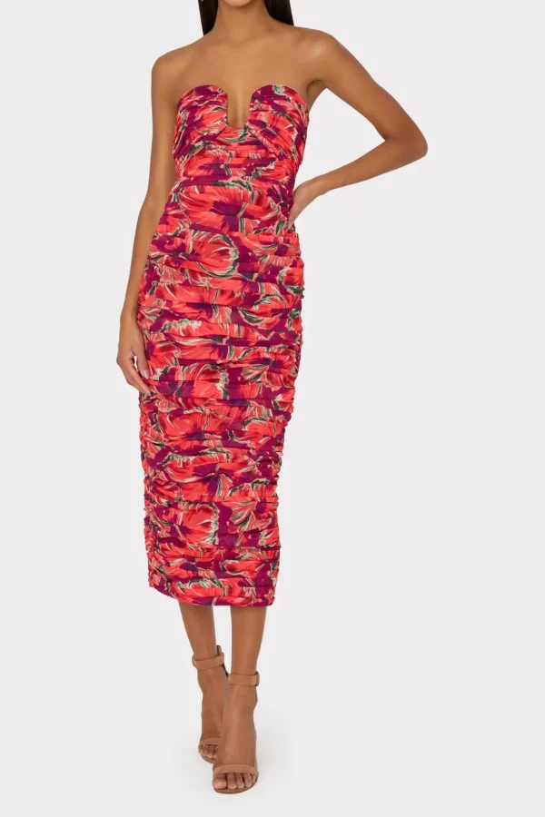 windmill_floral_chiffon_d_1-3.webp Cocktail Dresses-MILLY Windmill Floral Chiffon Dress Red Multi