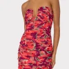 Evening Gowns-MILLY Windmill Floral Chiffon Dress Red Multi