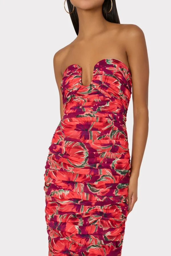 Jumpsuits & Rompers-MILLY Windmill Floral Chiffon Dress Red Multi