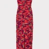 Jumpsuits & Rompers-MILLY Windmill Floral Chiffon Dress Red Multi