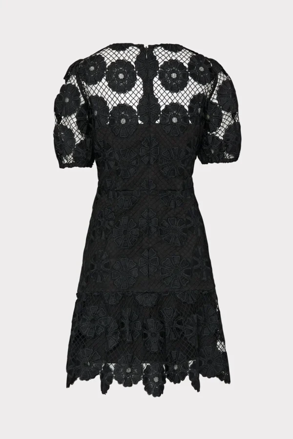yasmin_daisy_lace_dress_3.webp Jumpsuits & Rompers-MILLY Yasmin Daisy Lace Dress Black